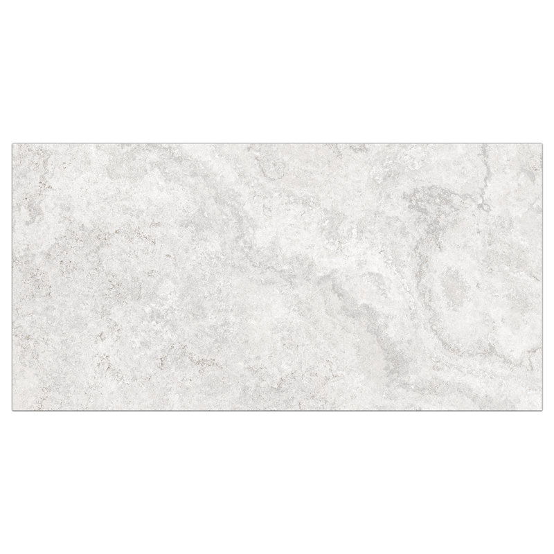 Carreau en porcelaine polie aspect pierre naturelle 24 po x 48 po Nimbus, Blanc Bianco