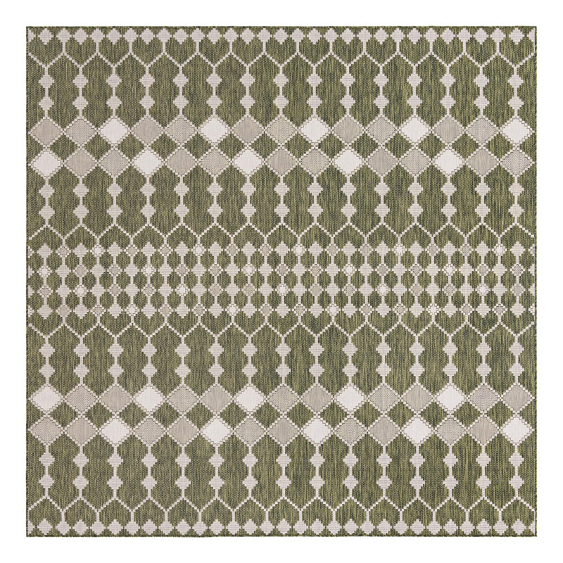 Green Traliccio Indoor/Outdoor Trellis Rug, Square 10'