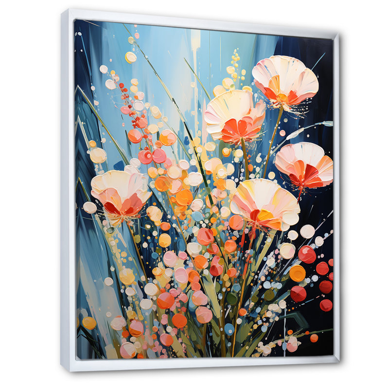 «Garden Delights Wild Expression Blooms II», reproduction d'art sur toile, Cadre flottant blanc, H 40 po x l 30 po x P 1,5 po