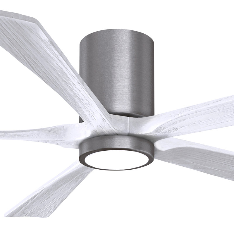 Ventilateur de plafond à 5 pales DEL avec ensemble d'éclairage inclus Irene, Étain brossé, 60", Blanc mat