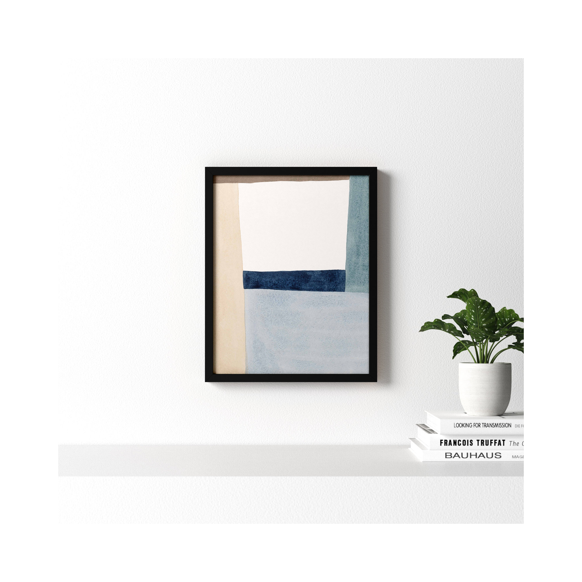 Composition In Blue 2 by Julia Balfour, Black Framed Paper, 20" H x 16" W x 1.25" D
