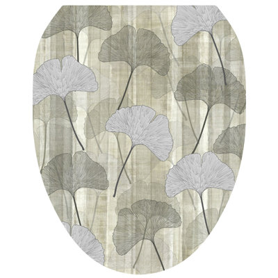 Botanical Ginkgo Toilet Seat Decal – Toilet Tattoos Modern Static Cling Vinyl Lid Cover Fits Round and Elongated Seats