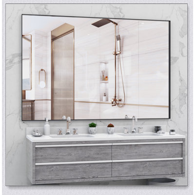 Oversized Bathroom Mirror, Wall Mount Full Length Mirror With Aluminum Frame For Versatile Vertical Or Horizontal Hanging In Bedrooms And Living Rooms