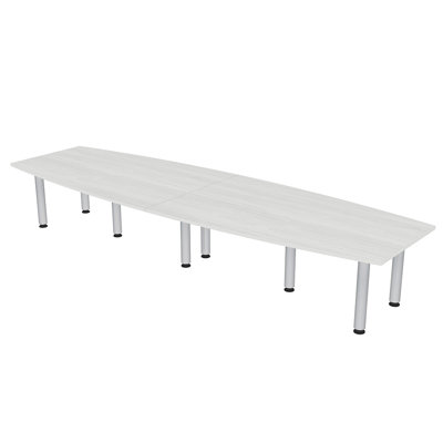 Table de conférence en forme de bateau avec pieds argentés