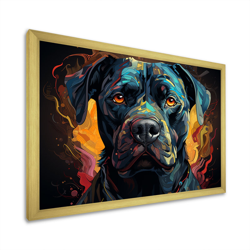 Cane Corso Confidence - art mural chien pour le salon, H 12 po x l 20 po x P 1 po, Cadre doré simple
