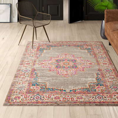 Abbate Oriental Gray/Pink Area Rug