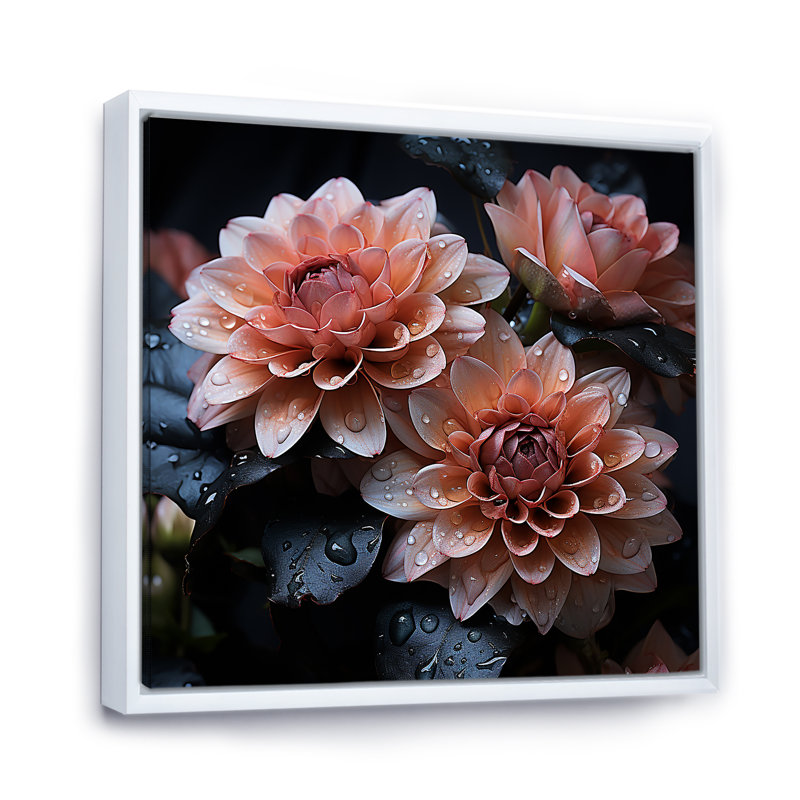 «Mums Noir Enchantment» sur toile, Cadre flottant blanc, H 16 po x l 16 po x P 1 po