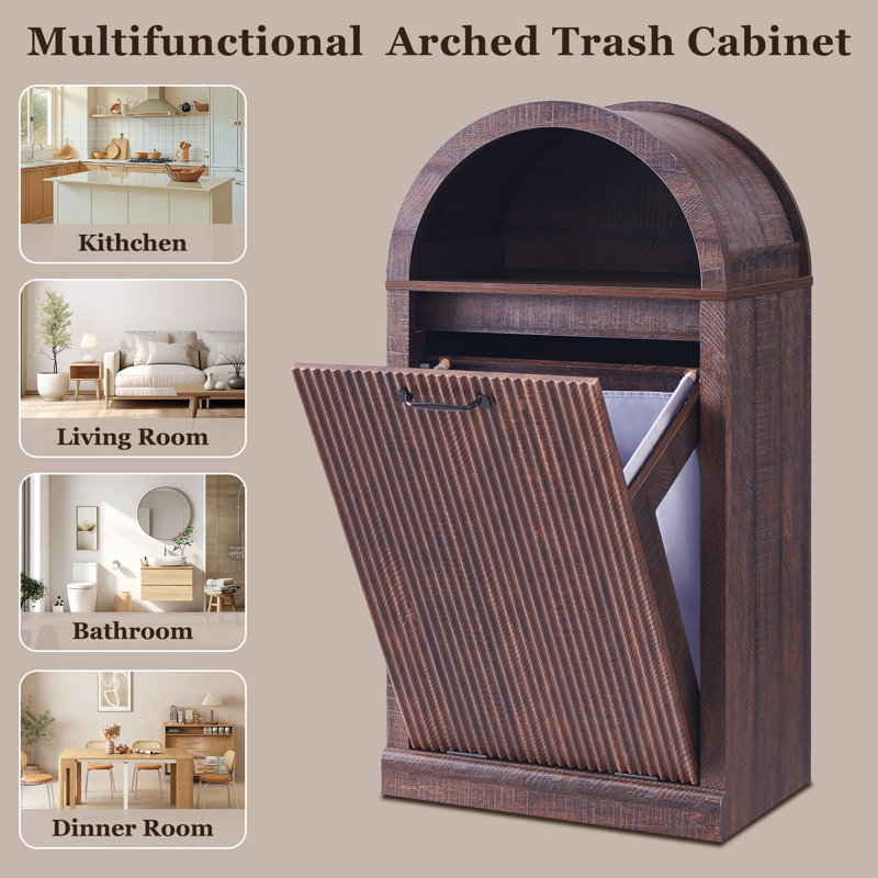 Armoire à poubelle arquée Modern Tilt Out, Brun