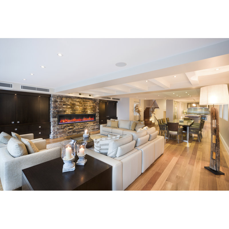 Dynasty Cascade Wall Mount Linear Electric Fireplace - Smart Technology Enabled - 400 SQ. FT., 20.25" H x 82.5" W x 6.5" D