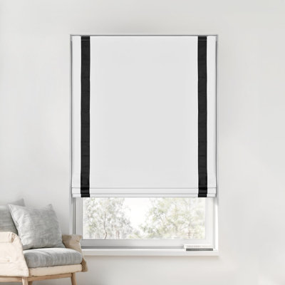  Store romain sans cordon sans outil pour fenêtres, stores occultants et isolants, occultant et isolant contre les rayons UV, stores obscurcissant en tissu pour fenêtres d'intérieur, l 22 po x H 64 po, blanc-noir