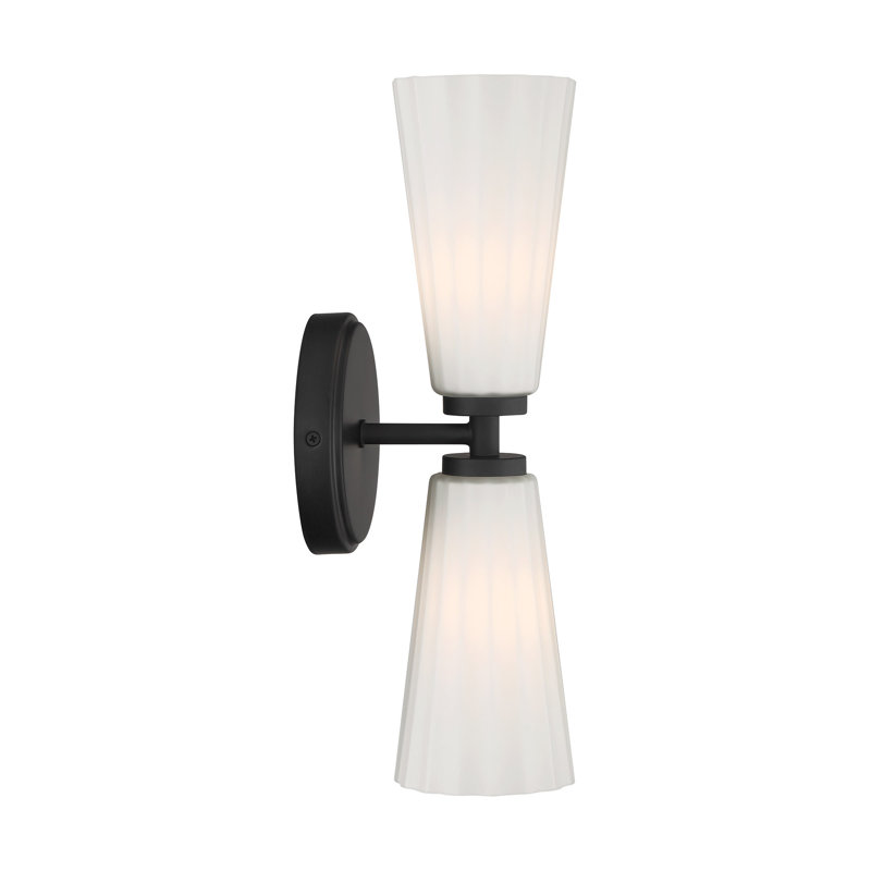 Keonta 2-Light Wall Sconce in Black, Black