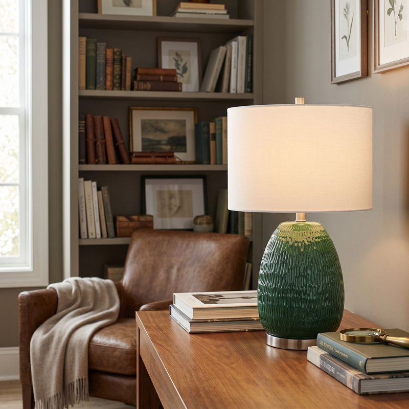 Lampe de table en céramique 24,3 po, Vert