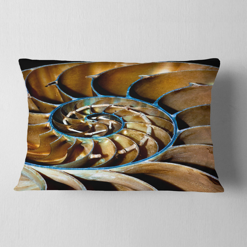 Brown Large Nautilus Shell - Abstract Printed Throw Pillow