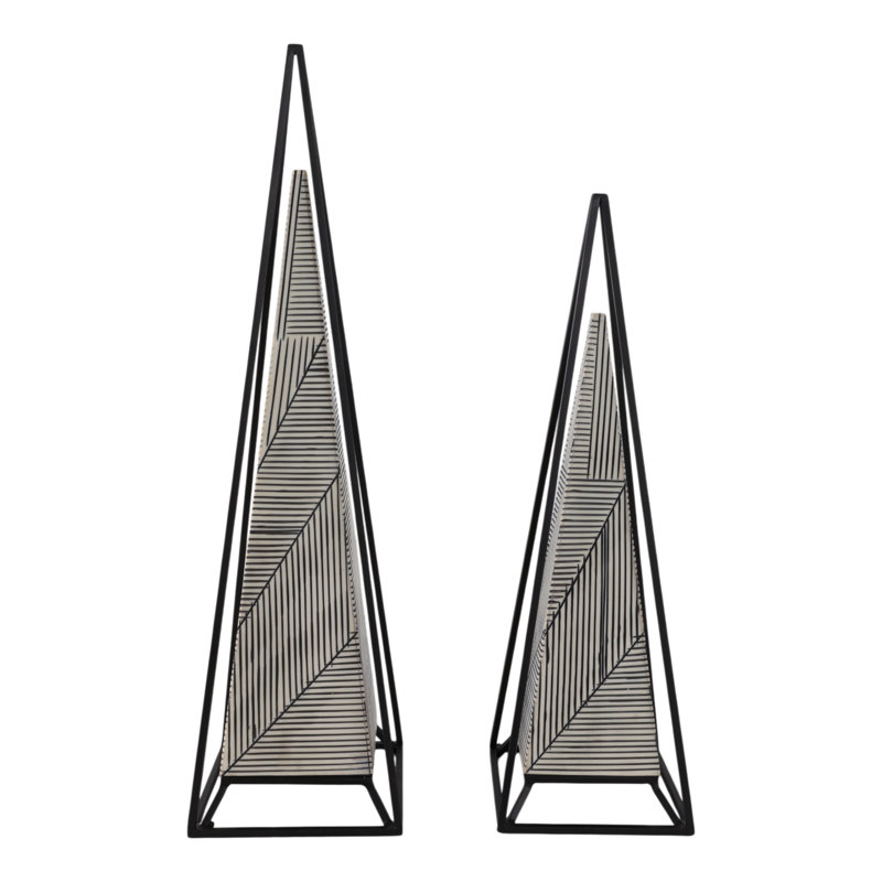 Sagebrook Home 2-Pieces 26/21" Carlisle Large Black And White Pyramids