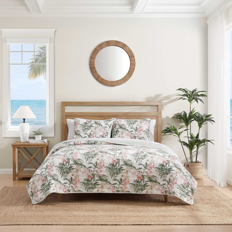 Island Orchid Quilt, King Quilt + 2 King Shams, Pink