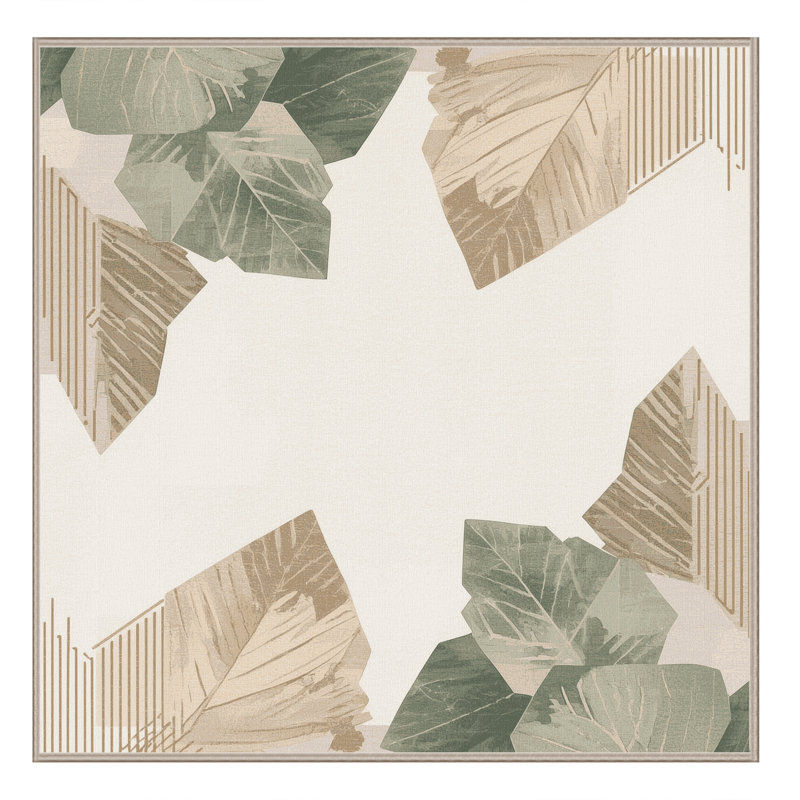 Tapis beige doux et moelleux à motif géométrique minimaliste Scott Mint, Carré 8 pi