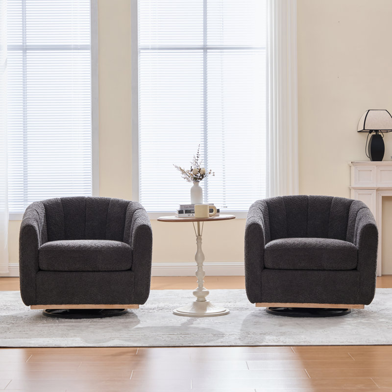 Fauteuil demi-tonneau pivotant surdimensionné (ensemble de 2), Gris anthracite