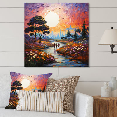 Couple romantique dans un jardin enchanté II - paysage romantique, art mural en métal
