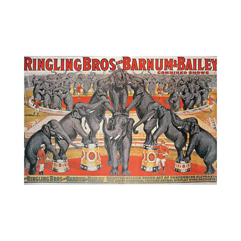 Barnum And Bailey Circus Poster by American School - Wrapped Canvas Print, 20.32cm H x 30.48cm W x 1.905cm D