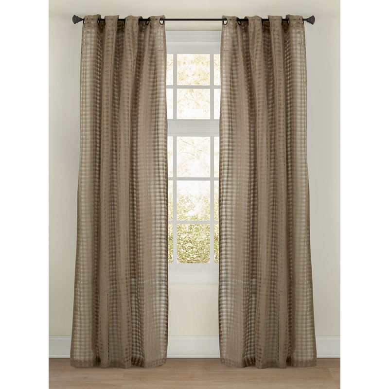 Check Sheer Curtain, 52" W x 96" L, Natural
