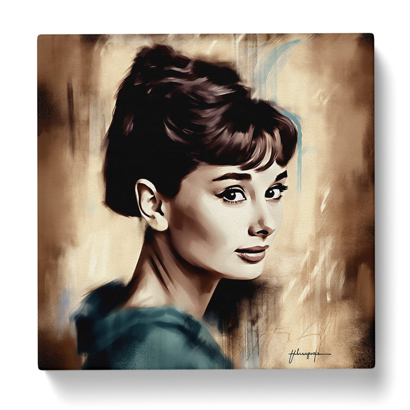Audrey Hepburn Digital Art No.1 - Wrapped Canvas - Framed Print, 50cm H x 50cm W x 3cm D