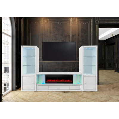 Orren Ellis 120 " W Electric TV Stand with BTU 5000