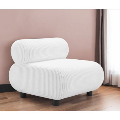 31" White And Black Corduroy And Upholstered Side Chair