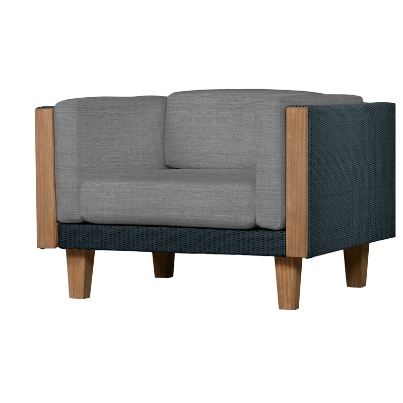 Catalina Outdoor Teak Lounge Chair, Remy Graphite, White