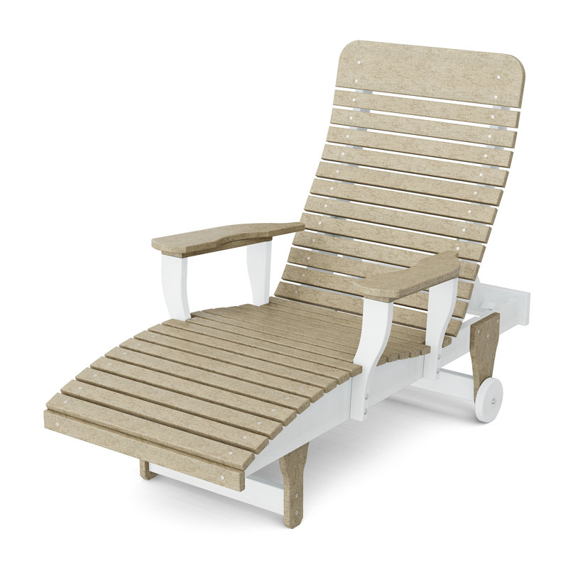 Chaise longue inclinable Signature, Bois patiné / blanc