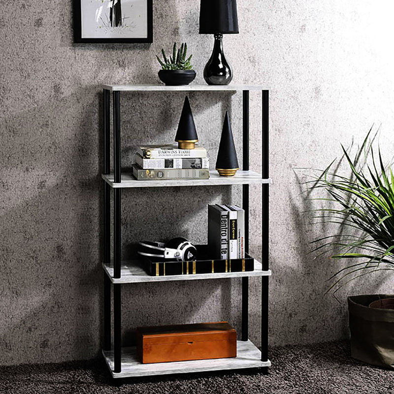 Antique White And Black Bookshelf For Study Room Versatile Storage 4-Shelf In All Needs, Black White