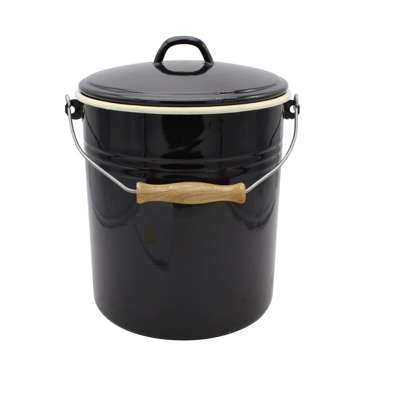 Karl Krüger Mülleimer emailliert, 10 Liter, Black