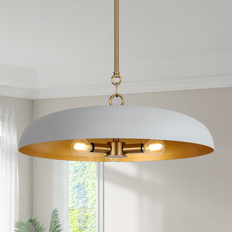 Luminaire suspendu pour îlot de cuisine à dôme simple 20 po à 3 lumières Lysander, Gris clair