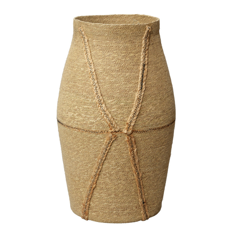 Handmade Beige Seagrass Circular Storage Basket
