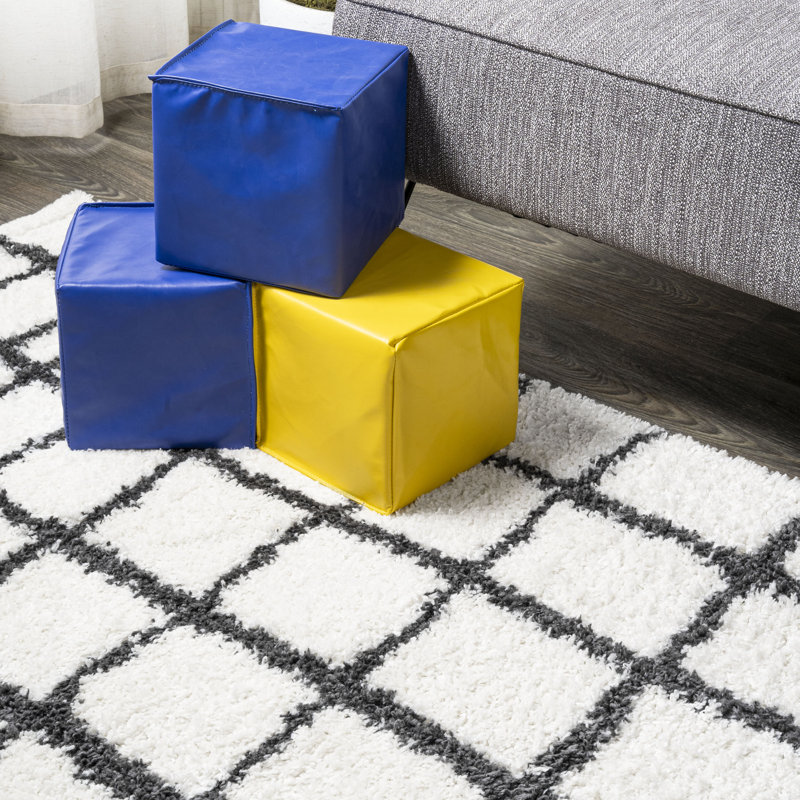 Tapis blanc / gris à poils longs Arenal, Rectangle 4 pi x 6 pi