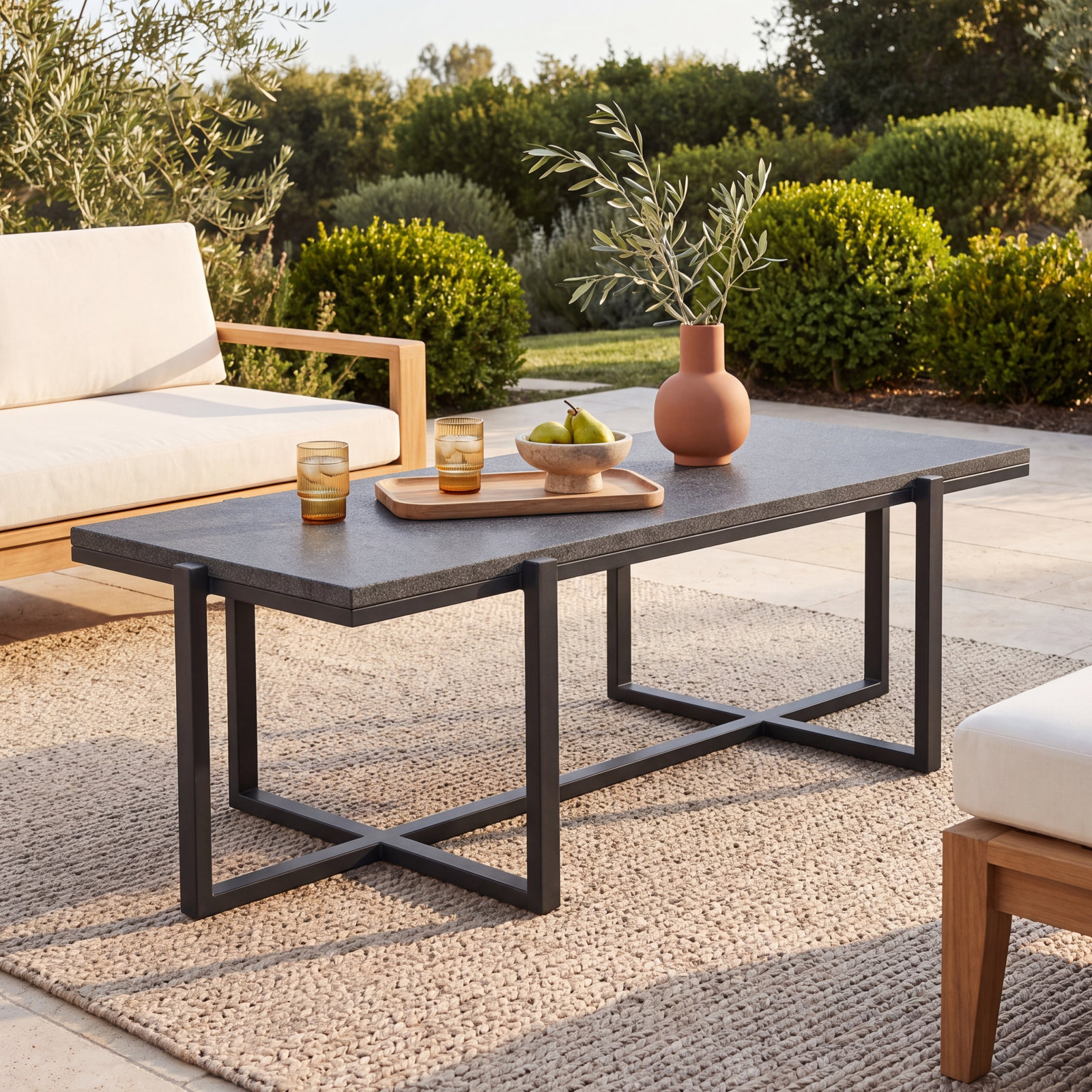 Megara 52'' Granite Outdoor Coffee Table