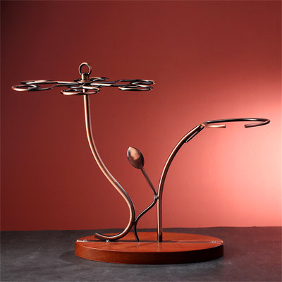 Pacen Tabletop Wine Bottle & Glass Rack Copper