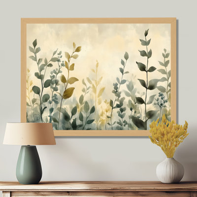 Beige Vert Neutre Herb Horizon I - Tableau encadré d'herbes