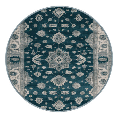 Machine Washable Overdyed Blue Area Rug