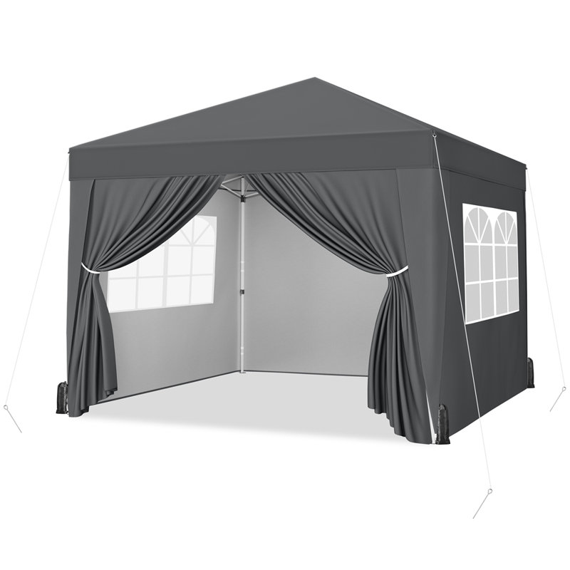 Iron Pop-Up Gazebo, 263.5cm H x 200cm W x 200cm D, Dark Grey