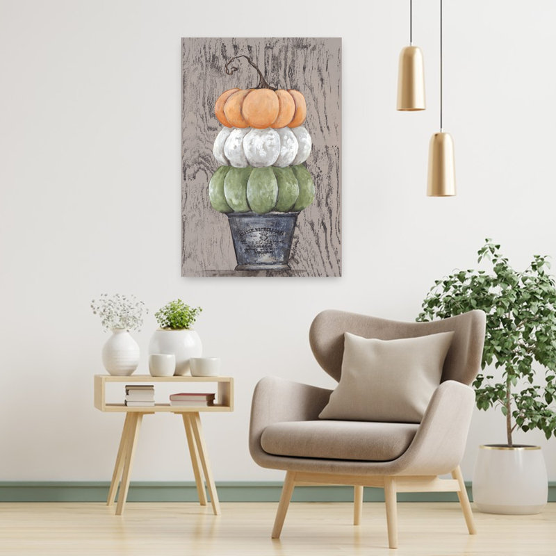 Triple citrouille en pot estampé, art rustique, H 36 po x l 24 po