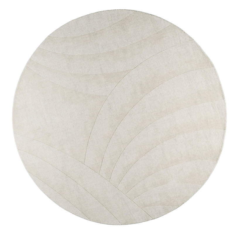 Volute Hand Woven Wool Abstract Area Rug, Round 7'7"