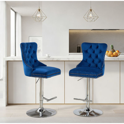 Tabouret de bar moderne pivotant rembourré et réglable en hauteur avec dossier rembourré et repose-pieds en métal