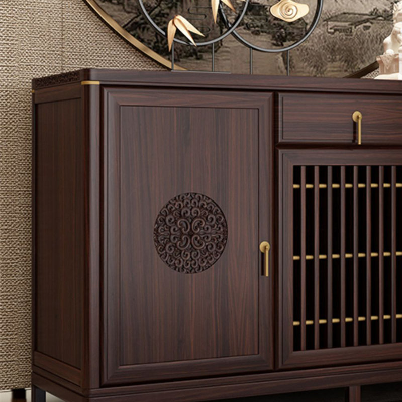 Buffet en bois massif de style chinois, Terre de Sienne