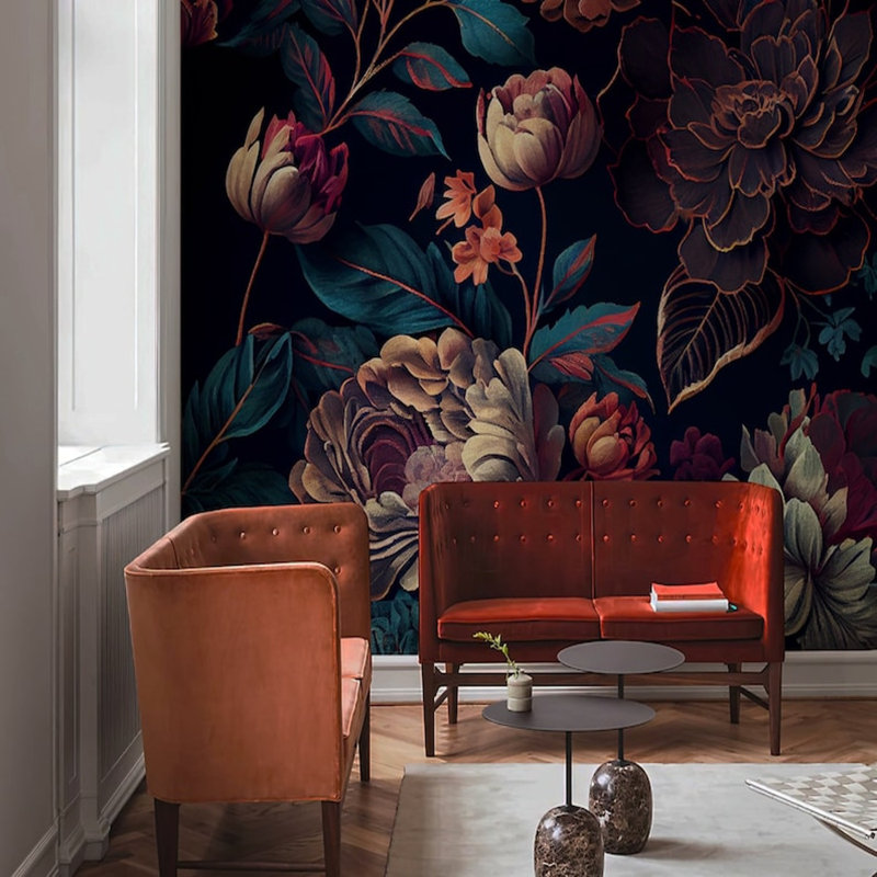 Midnight Bloom Elegance, 117.96" L x 197" W