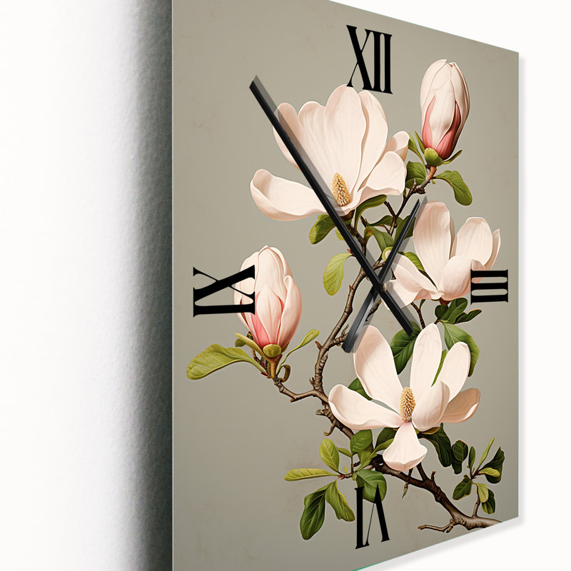 Horloge murale Consetta - Magnolias surdimensionnée, Moyen