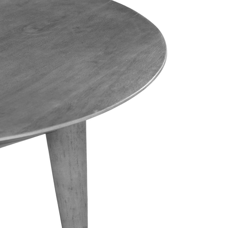 Table basse Venus 28 po avec 3 pieds évasés fuselés, bois de manguier gris