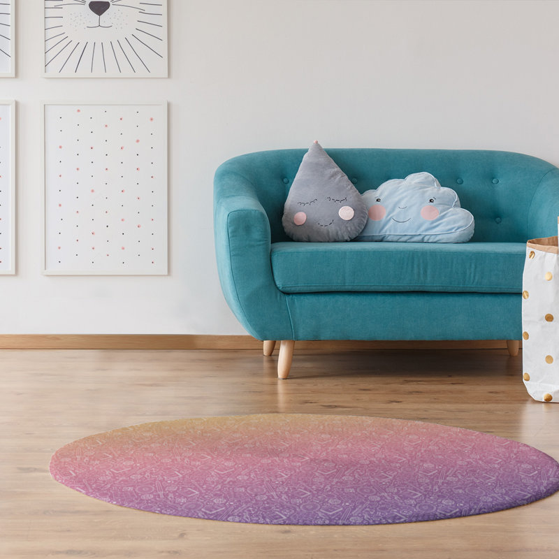 Tapis zone rose dégradé, Rond 5 pi