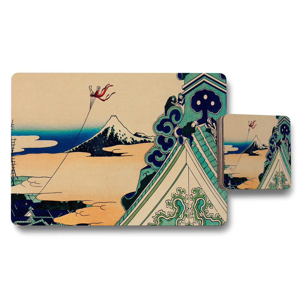 Japanese Mount Fuji Themed Placemat Coaster Set Art Print