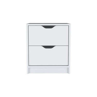 Nightstand Gandu, Two Drawers, White Finish