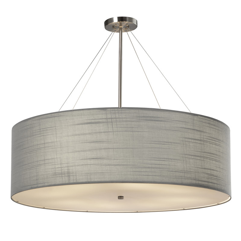 Lustre cylindrique Aoko, Blanc, Nickel, H 15 po x l 48 po x P 48 po